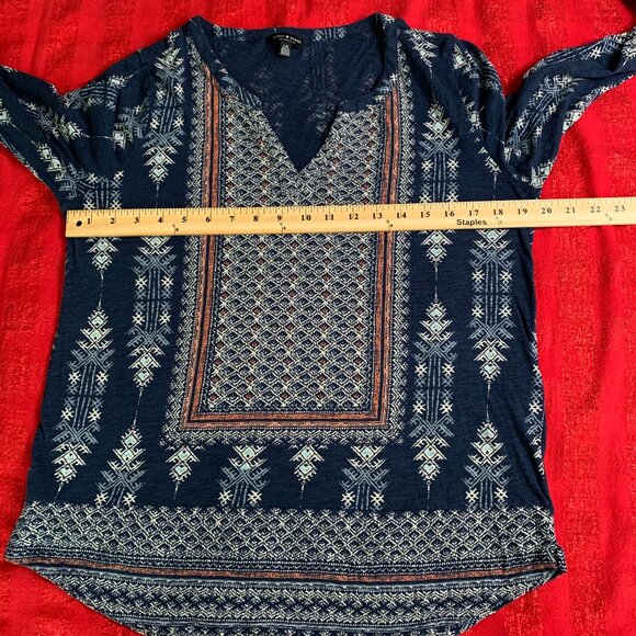 Lucky Brand Cotton Floral Print Boho Peasant Blouse in Women's Size L - Picture 5 of 8